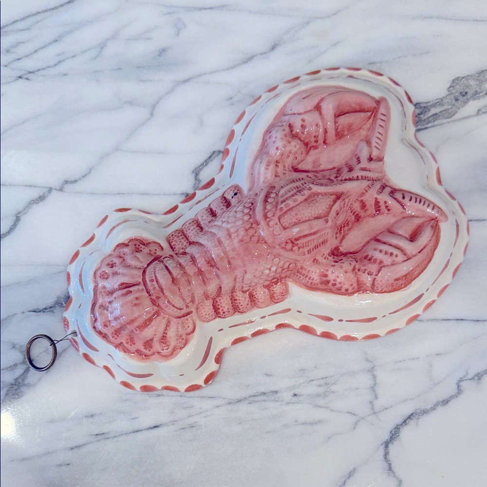 Vintage Italian Bassano hand painted  Lobster Ceramic Wall Decor mold